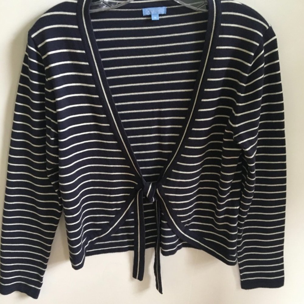 J McLaughlin Navy Nautical Cropped Cardigan